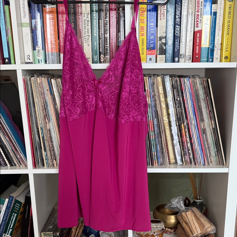 Avenue Body Fuchsia Lace Slip Dress